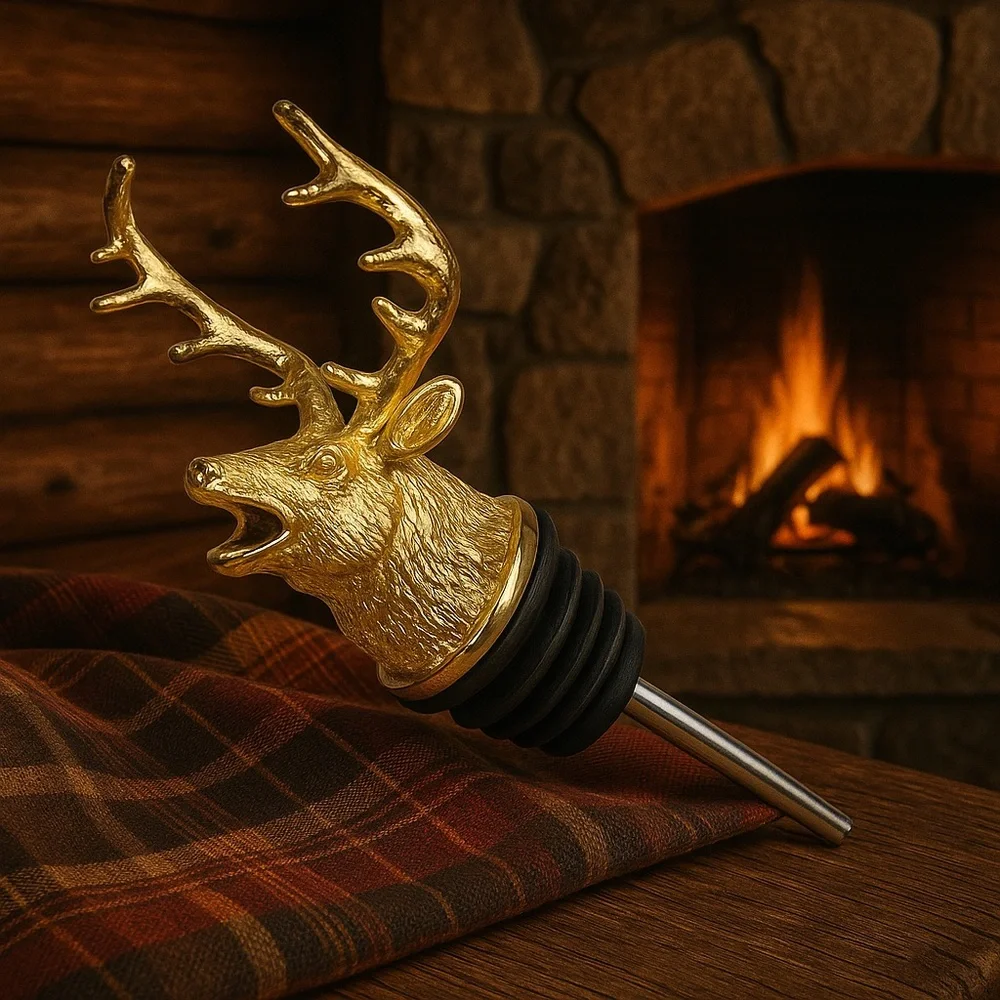 Gold Deer Head Pour Spout for Beverages or Wine and Liquor